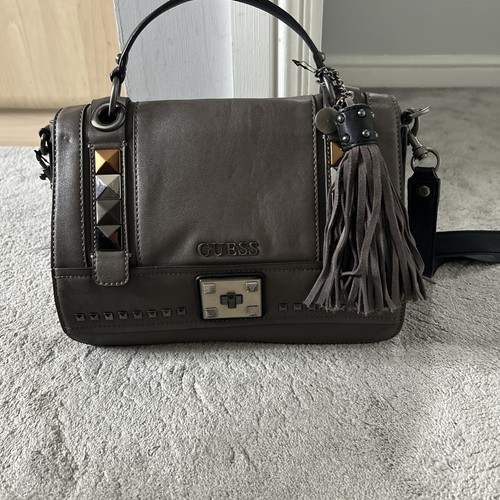 Guess grey brown logo handbag - grey,